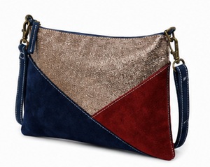 Wholesale Summer Women's Color Block Suede Crossbody Bag Metallic Panel Shoulder Sling <b>Purse</b> Fashion <b>ZIP</b> Closure Custom - Product Image 3