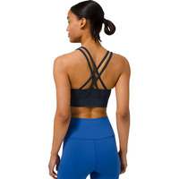 Débardeur de yoga pour femme en 100 % nylon, respirant, avec soutien moyen, dos nageur, rembourré, pour le sport et la course, avec logo personnalisé