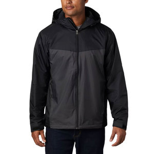 Chaqueta Acolchada con Capucha para Hombre, Negra, Cortavientos, con Cierre de Cremallera, Exterior de Poliéster, Estilo Casual para Invierno, Corte Regular, Color Sólido - Product Image 1