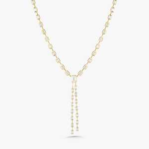 Diamond Lariat Tennis Necklace Emerald Cut Lab Grown Bezel Y Layering Minimalist Bridal Statement Jewelry 10K 14K 18K Solid Gold - Product Image 1