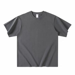T-shirt Homme 320 GSM 100% Coton Col Mock Rib Coupe Oversize Épaules Tombantes T-shirt Uni Streetwear Lourd et Uni pour Homme - Product Image 4