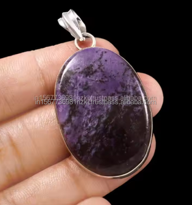 Colgante de charoita púrpura, colgante grande de piedras preciosas naturales de Plata de Ley 925, joyería hecha a mano, colgante de forma ovalada, regalo para Navidad - Product Image 6