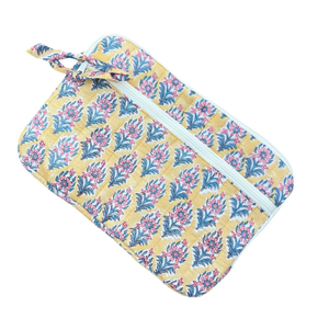 Quilted Cotton <b>Laptop</b> <b>Sleeve</b> 13/15 Inch Zippered Closure Luxurious Modern Travel Fashionable Elegant Vintage Jaipur Block Print - Product Image 1