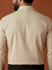 Enovate Men's Striped Dress Shirt Full Sleeve Turn-<b>down</b> Collar Cotton Poplin Anti-Wrinkle Smart Casual Spring - Product Image 3
