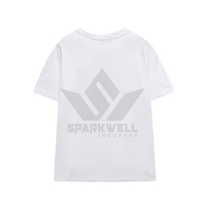 เสื้อยืดผู้หญิงสีขาว ผ้าฝ้าย คอกลม แขนสั้น ระบายอากาศได้ดี ทรงปกติ สวมใส่สบาย พิมพ์ลายโลโก้ - Product Image 1