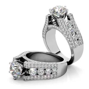 Anillo de Compromiso y Boda Clásico y Elegante de Oro Sólido de 14k/18k/22k/24k con Diamante Cultivado en Laboratorio Certificado por IGI, con Detalles Milgrain - Product Image 1
