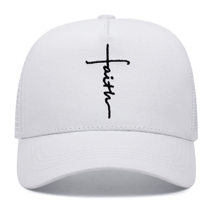 หมวกแก๊ปตาข่ายปักลายกางเขน Unisex Faith Cross สำหรับคริสเตียน หมวกเบสบอลปรับขนาดได้ ป้องกันแสงแดด สไตล์สปอร์ต สตรีทแฟชั่น - Product Image 3