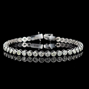 Fine Jewelry 14KT White <b>Gold</b> Tennis Bracelet Adorned with SI Clarity Natural Bezel <b>Set</b> Diamond Bracelet for Timeless Glamour - Product Image 1