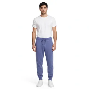 <b>Men</b> Periwinkle Blue Jogger Sweatpants Elastic Waist Drawstring Cuffed Ankle Soft Casual <b>Lounge</b> Trousers Custom Color Size OEM - Product Image 1