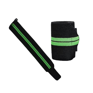 Unisex Wrist Support Brace <b>Black</b> with Green Stripes Hook Loop Closure Breathable Non Slip Weight Lifting Strength Training <b>Wrap</b> - Product Image 4