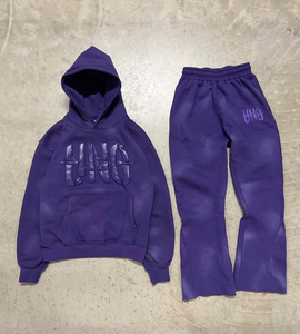 Ensemble de survêtement décontracté d'hiver pour hommes, confortable, en coton doux, avec motif sérigraphié, design empilé, brodé, tricoté - Product Image 5