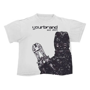 T-shirt homme noir et blanc à motif artistique d'horreur, manches courtes, col rond, style urbain, imprimé, coupe classique, 100 % coton jersey - Product Image 3