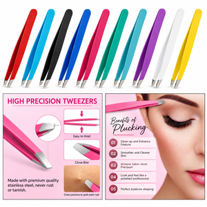Juego de Pinzas para Cejas de Acero Inoxidable de Alta Precisión, Punta Puntiaguda, Estilo Moderno, Duraderas - Product Image 2