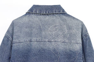 Veste en jean pour femme, nouvelle mode printemps 2025, diamant brillant, vintage, manches longues, poches, décontractée, vêtements d'extérieur pour femme, veste en jean - Product Image 2