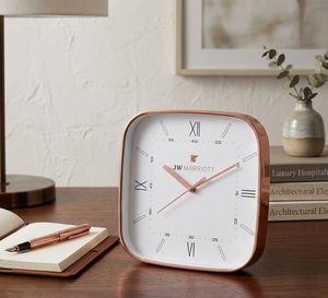 Horloge murale ronde en plastique HDFC Bank, analogique à quartz, décoration de bureau, silencieuse, cadre bleu, cadran blanc, design moderne, produit promotionnel pour le bureau - Product Image 2