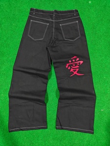 Jean large respirant taille mi-haute pour homme, gris fumé, à franges, gris ciment, en denim délavé, motif uni, boutonné - Product Image 3