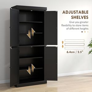 Moderno Armario de Almacenamiento Independiente de 6 Niveles, Color Negro Elegante, con Estantes Ajustables para la Organización de la Cocina - Product Image 5