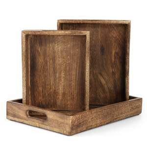 Bandejas de Madera de Mango Grandes para Almacenamiento, Juegos de Regalo, Bandeja Decorativa Hecha a Mano, Forma Rectangular, Bandejas para Servir, Usos Múltiples para Hoteles - Product Image 5