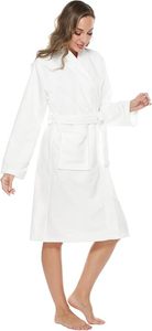 Bata de Baño de Felpa para Mujer, Manga Larga, Cuello en V, Larga, Color Morado Sólido, Algodón Suave, Informal, Transpirable, de Secado Rápido, Lujosa, ODM, para Invierno - Product Image 3