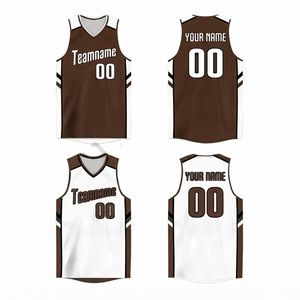 เสื้อบาสเก็ตบอลแบบซับลิเมชั่นสั่งทำพิเศษสำหรับผู้ชาย สีน้ำตาล ระบายอากาศได้ดี แห้งเร็ว ขายส่งคุณภาพสูง ชุดฝึกซ้อมสำหรับสโมสร - Product Image 1