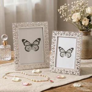 Elegant Silver Rectangular Photo <b>Frame</b> <b>with</b> Pearl and Crystal Floral Design Handmade Tabletop Decor - Product Image 3