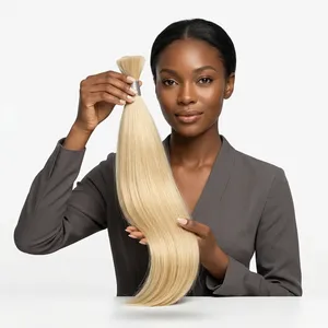Extensiones de Cabello Humano Remy Rubio Liso en Paquetes, Cabello Natural para Fabricación de Pelucas, Uso en Salón, Longitud Personalizada - Product Image 3