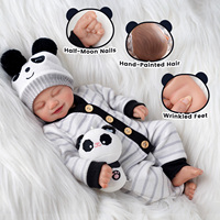 Poupées Reborn Babeside de 17 pouces, modèle Brett, bébé fille endormie, corps réaliste en vinyle et tissu, costume de panda, vente en gros OEM ODM