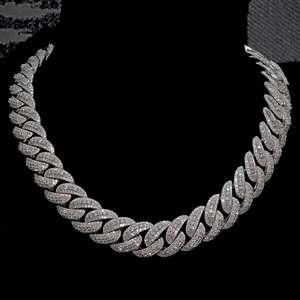 925 Sterling Silver Moissanite Cuban Link <b>Chain</b> Necklace <b>Iced</b> <b>Out</b> Bold Pendant Jewelry for Men Women - Product Image 5