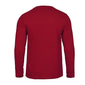Men's Long Sleeve O-Neck T-Shirt Solid <b>Red</b> Knitted Casual Regular Fit Blank Design - Product Image 4