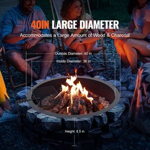 Anello per Braciere in Acciaio al Carbonio Fai-da-Te, Diametro Esterno 40 Pollici, Interno 36 Pollici, Altezza 8,5 Pollici, Rivestimento per Braciere da Barbecue - Product Image 3