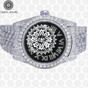 Montre de luxe Charm Jewells en acier inoxydable, boîtier 40 mm, mouvement mécanique analogique, mode masculine, accents de diamants, date automatique, étanche - Product Image 1