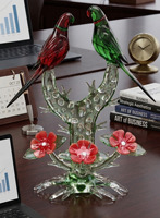Figurines en verre artistique faites à la main, colorées et personnalisables, sculptures de perroquets, croix d'amour, pyramide musicale, mascotte, décoration intérieure, mariage, Feng Shui