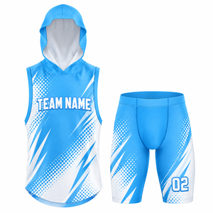 Custom Pink <b>White</b> 7v7 <b>Football</b> Uniform Set Hooded Sleeveless Jersey Shorts Sublimated Women's Men's Team Sportswear - Product Image 2