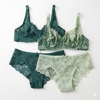 Ensemble soutien-gorge sexy en dentelle florale sans bretelles pour femme, avec bonnets 3/4 ultra-fins, sans rembourrage, à armatures et effet push-up