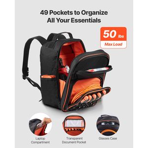 Mochila Portaherramientas Resistente de 49 Bolsillos con Compartimento para Portátil, Base de Tela Reforzada, Organizador de Almacenamiento para Trabajo - Product Image 2