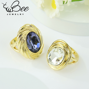 High Quality Crystal <b>Chunky</b> 14k Gold Plated <b>Rings</b> French Fashion Gemstone <b>Ring</b> For Women Gifts - Product Image 4