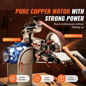 Levigatrice a Nastro a Velocità Variabile 72 x 2 Pollici con VFD 1500W, Affilacoltelli e 3 Stampi per Levigatura, Levigatrice a Nastro a Velocità Variabile - Product Image 2