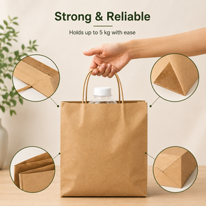 Bolsa de Compras Ecológica EcoRev Eco34 de Papel Kraft con Asas Retorcidas Rectangulares, Reciclable, Estilo Clásico para Negocios - Product Image 5