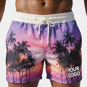 Shorts de bain mi-longs pour hommes grande taille, personnalisables avec logo, en maille respirante, légers, séchage rapide, 100% polyester de haute qualité, pour l'été - Product Image 1