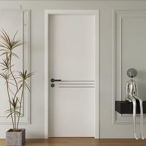 Puerta de Madera Compuesta de PVC Ecológica Personalizada con Acabado en Grano de Madera para Interiores, Diseño Moderno, Núcleo Hueco, WPC - Product Image 5