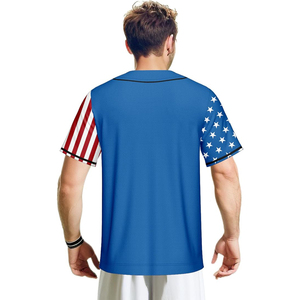Maillot de baseball USA pour homme, imprimé intégral, motif drapeau Statue de la Liberté, maille respirante, manches courtes, coupe classique, toutes saisons - Product Image 4