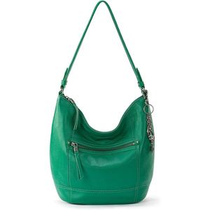 <b>Green</b> Genuine Leather Bag Women Shoulder Handbag Zipper Saddle <b>Purse</b> for Daily Travel - Product Image 4