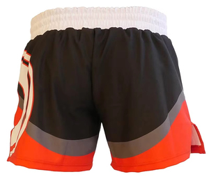 Men's Boxing Compression Shorts <b>Heat</b>-Transfer Printing Black Orange White Logo <b>Back</b> Athletic Fit 100% Polyester Moisture Adults - Product Image 2