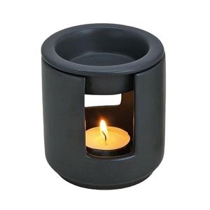 Soporte de luz de té de cerámica negra contemporánea, diseño elegante para decoración del hogar, acento para luces de té y velas, estilo minimalista moderno - Product Image 1