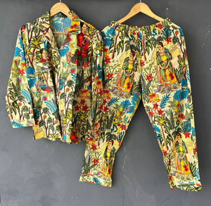 Ensemble de pyjama élégant pour femmes, imprimé, en coton, style sport, séchage rapide, doux et confortable, deux pièces, vêtements de nuit, vêtements de détente à la maison - Product Image 4