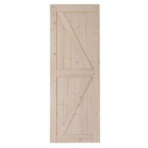 30 Pollici X 84 Pollici Porta scorrevole in legno massello di abete non rifinito da 5,5 piedi con kit hardware e maniglia a telaio a K, richiede rivestimento esterno per cucina - Product Image 1