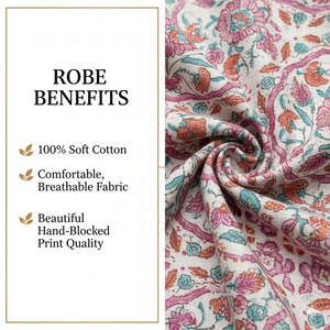 Robe Kimono en Coton Imprimé Floral Rose à Manches Longues, Peignoir de Bain et de Détente, Col en V avec Ceinture, Robe de Spa - Product Image 6