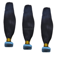 Extensiones de Cabello Humano Natural Virgen Remy de Indonesia, con Cinta Adhesiva, Liso, Negro, de Primera Calidad, Sin Enredos, 100g, Disponible en Todos los Colores