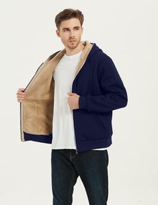 Sweat-shirt à capuche pour homme avec logo personnalisé, couleur unie, doublure en polaire, poche kangourou, haut chaud pour l'hiver - Product Image 5