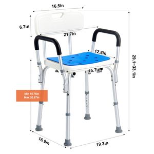 Silla de Ducha Ajustable en Altura con Respaldo para Bañera, Equipo de Seguridad para Baño, Capacidad de 400 Libras - Product Image 2
